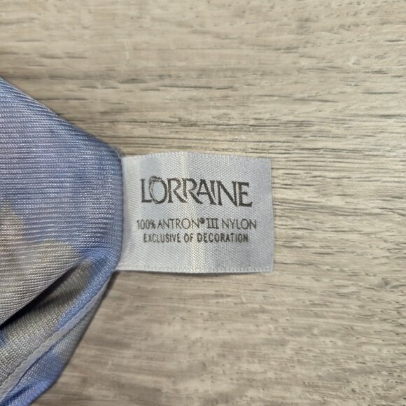 VTG Lorraine Nightgown Housedress SZ XL Blue Floral Short Sleeve V Neck Silky - Picture 5 of 8